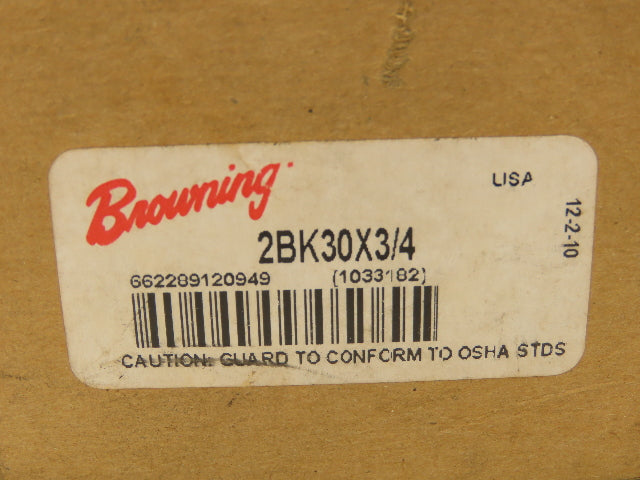 Browning 2BK30X3/4 V-Belt Pulley 2 Groove A,B Belt 3.15"OD x 3/4" Bore