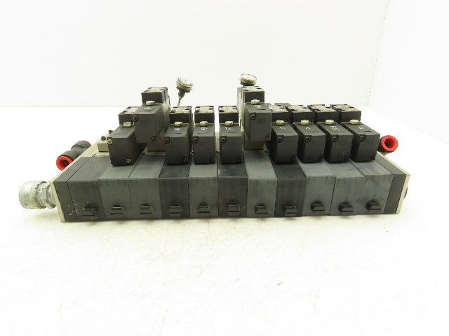 SMC NVV5FS2-01T-111-02T 11-Station Pneumatic Solenoid Valve Manifold Assembly