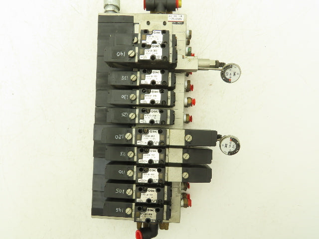 SMC NVV5FS2-01T-111-02T 11-Station Pneumatic Solenoid Valve Manifold Assembly