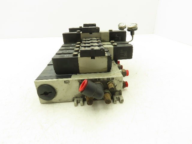 SMC NVV5FS2-01T-111-02T 11-Station Pneumatic Solenoid Valve Manifold Assembly