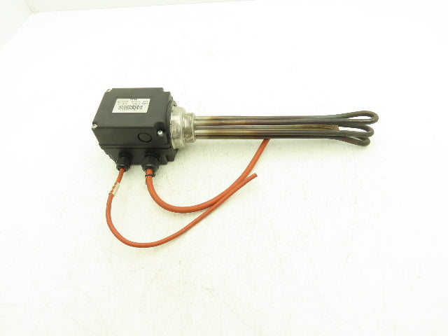 DEW 5E698 Immersion Tube Heater Element 2000W 480V 3PH 1.5" Screw Plug 11"L