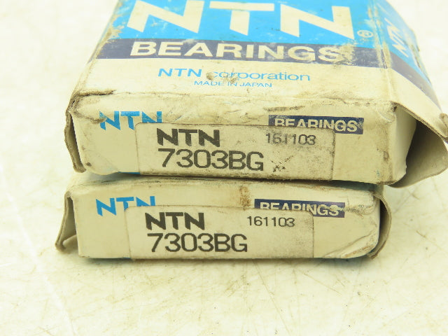 NTN 7303BG Ball Bearing Angular Contact 17mm-ID x 47mm-OD x 14mm-W Lot Of 2
