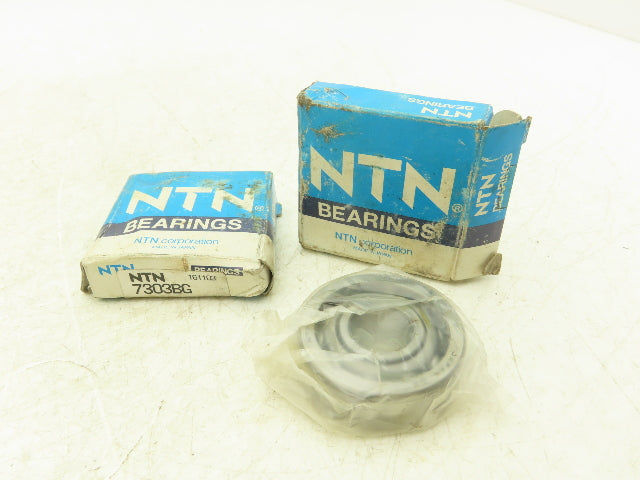 NTN 7303BG Ball Bearing Angular Contact 17mm-ID x 47mm-OD x 14mm-W Lot Of 2
