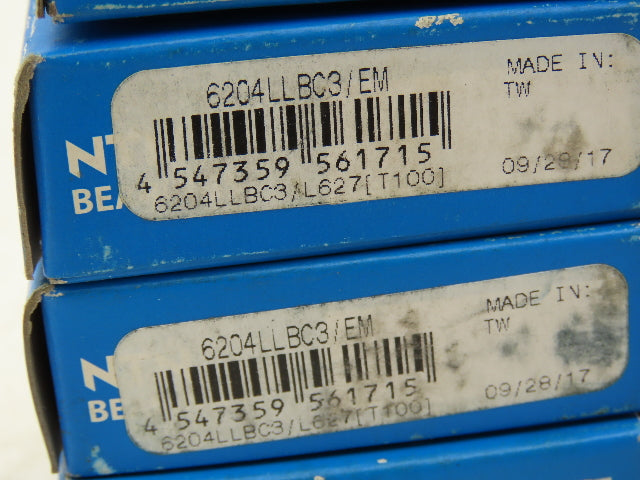 NTN 6204LLBC3/EM Ball Bearing 20mm-ID x 47mm-OD x 14mm-W Lot Of 8