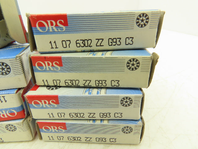 ORS 6302 ZZ G93 C3 Ball Bearing Shielded 15mm-ID x 42mm-OD x 13mm-W Lot Of 8