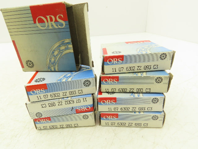 ORS 6302 ZZ G93 C3 Ball Bearing Shielded 15mm-ID x 42mm-OD x 13mm-W Lot Of 8