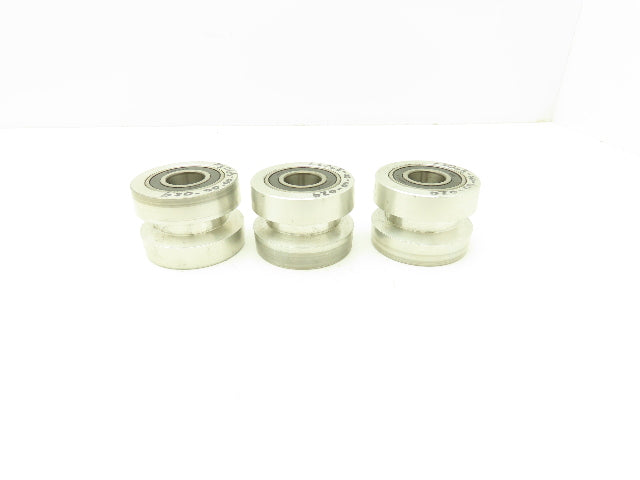 NA FS065-00-00-024 V-Groove Wheel 2 Bearing 57mm-OD x 20mm-ID x 41mm-W Lot Of 3