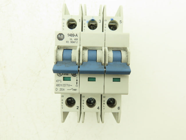 Allen Bradley 1489-A3D030 Circuit Breaker 20A 3 Pole 480Y/277 VAC Ser A Lot of 8