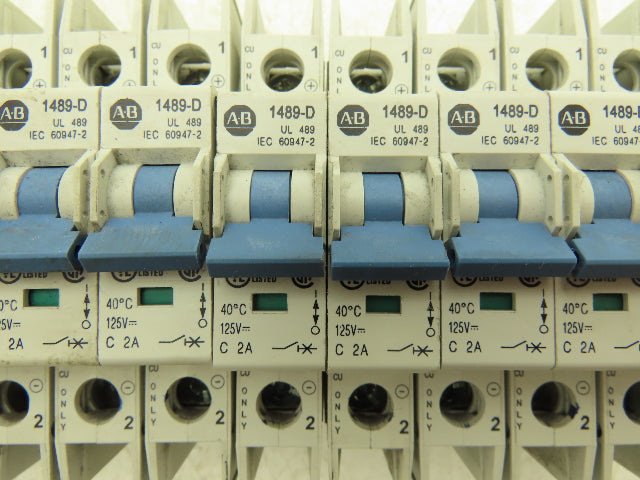 Allen Bradley 1489-D1C020 Circuit Breaker 2A 1 Pole 125 VAC Ser A Lot of 14