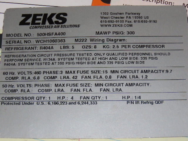Zeks 681867 Air Dryer Controller Circuit Board 500HSFA400 Control Panel