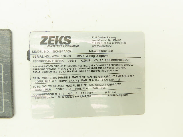 Zeks 681867 Air Dryer Controller Membrane 500HSFA400 Control Panel