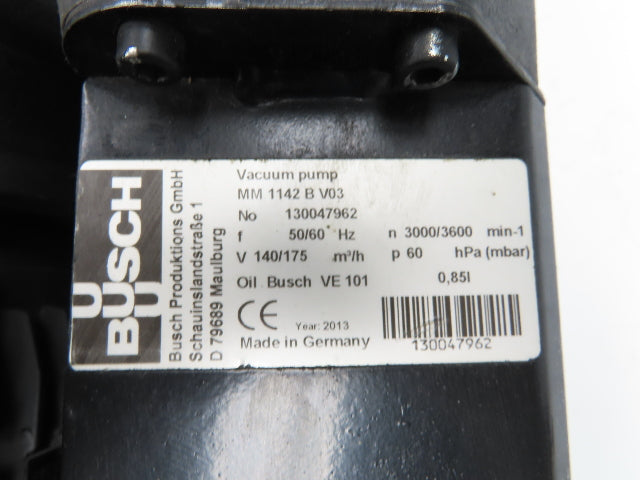 Busch Mink MM 1142BV Rotary Dry Claw Vacuum Pump 103cfm 4.8kw 230/460V 3PH