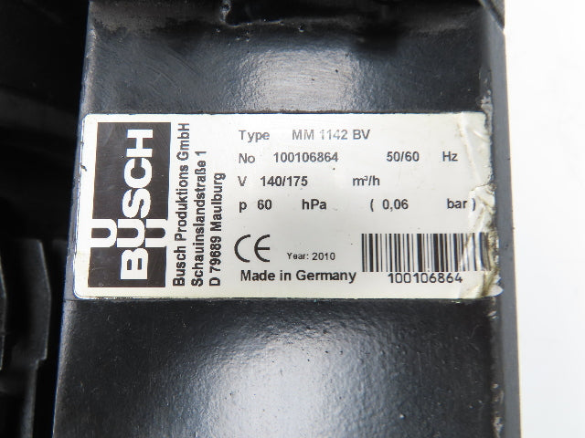 Busch Mink MM 1142BV Rotary Dry Claw Vacuum Pump 103cfm 4.8kw 230/460V 3PH