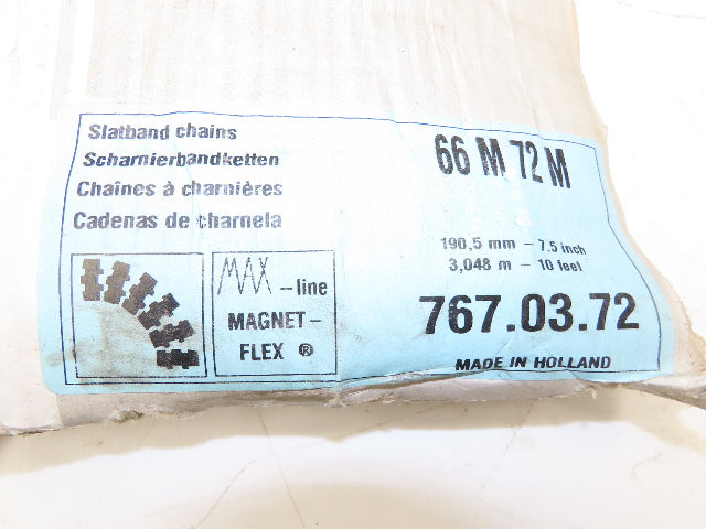 MCC 66M72M 7.5" Magnetflex Max-Line Stainless TableTop Flex Conveyor Chain 10'