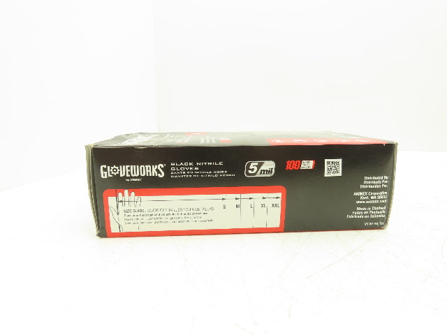 Ammex Gloveworks Small Black Nitrile Gloves Textured Non-Med 100ct Case of 900