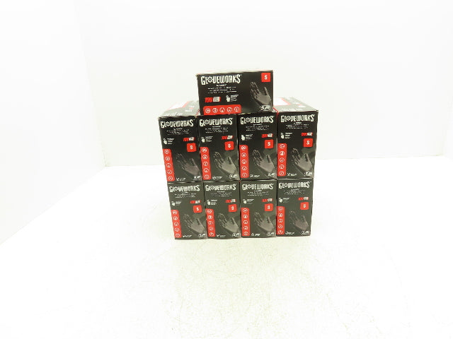 Ammex Gloveworks Small Black Nitrile Gloves Textured Non-Med 100ct Case of 900