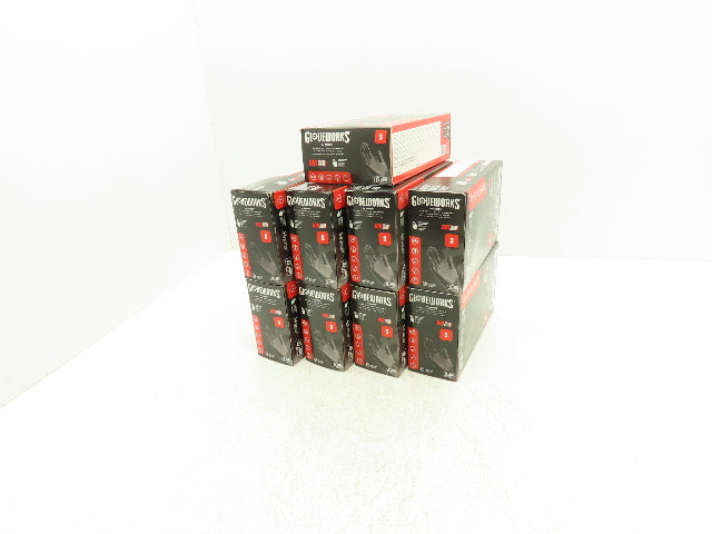 Ammex Gloveworks Small Black Nitrile Gloves Textured Non-Med 100ct Case of 900