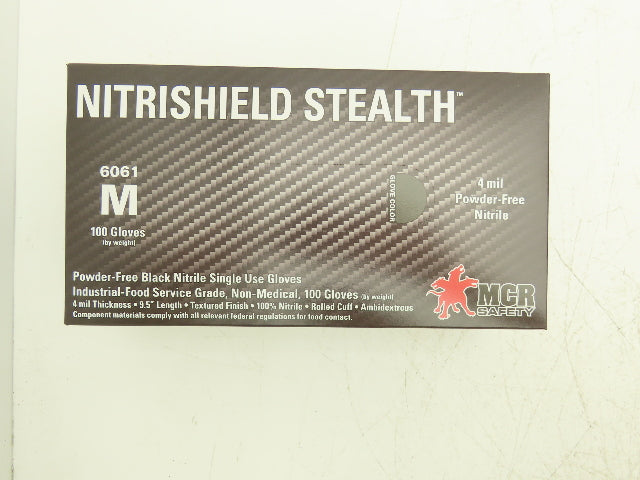 MCR Nitrishield Stealth Medium Black Nitrile Gloves 4 Mil 100ct Lot of 10