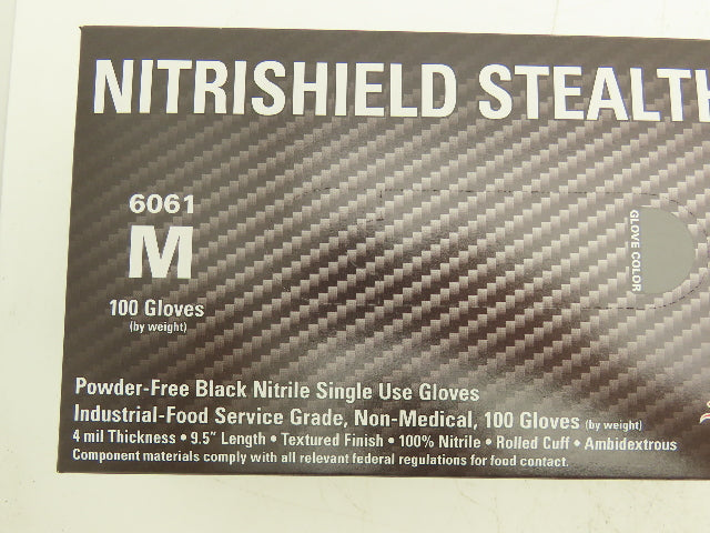 MCR Nitrishield Stealth Medium Black Nitrile Gloves 4 Mil 100ct Lot of 10