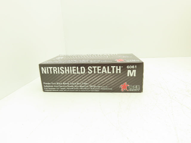 MCR Nitrishield Stealth Medium Black Nitrile Gloves 4 Mil 100ct Lot of 10