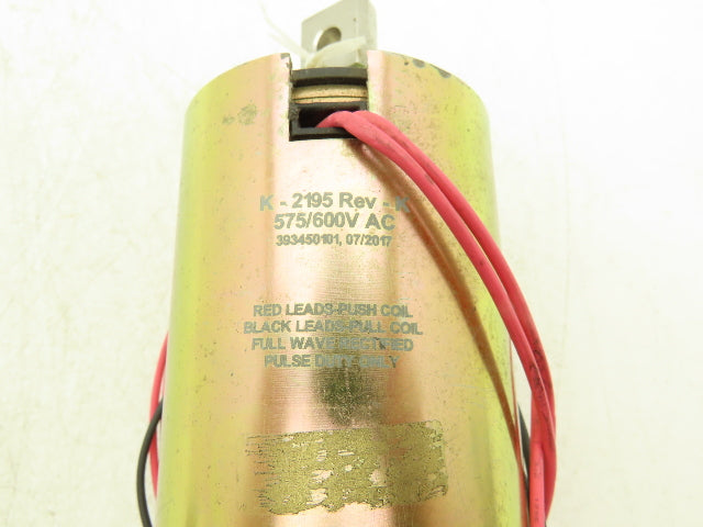 K-2195 Push Pull Solenoid Actuator Revision K 575-600VAC 2-1/4" Stroke 1/2" Rod