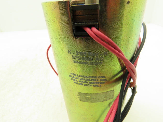 K-2195 Push Pull Solenoid Actuator Revision K 575-600VAC 2-1/4" Stroke 1/2" Rod
