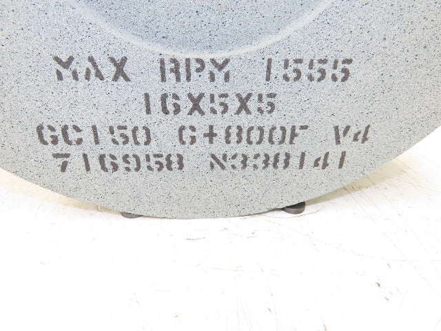 Radiac Abrasives N338141 16x5x5 Surface Grinding Wheel GC150 G+800F V4 1555RPM