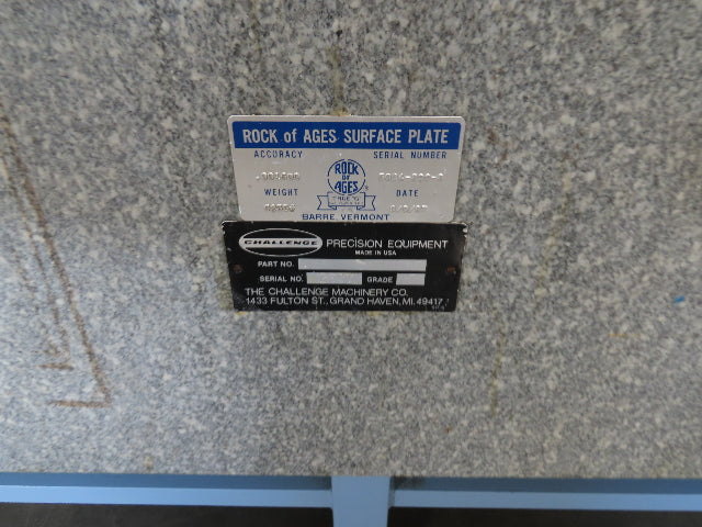 Rock of Ages 4x8' Granite Surface Inspection Plate Table 96x48x14" Grade B Type