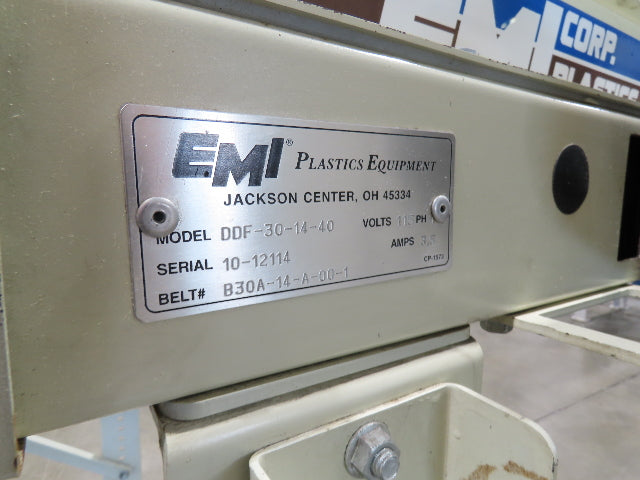 EMI Plastics 35"x 14' Portable Belt Conveyor 29"Bed 230/460V 160FPM 48"Adj Ht