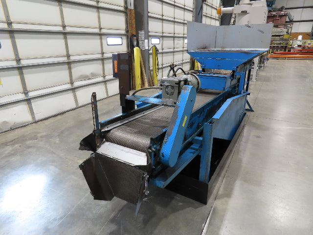 Spartec Steel Parts Conveyor Shaker Feed Bin w/Oiler Pump Mesh Belt & Oil Tank