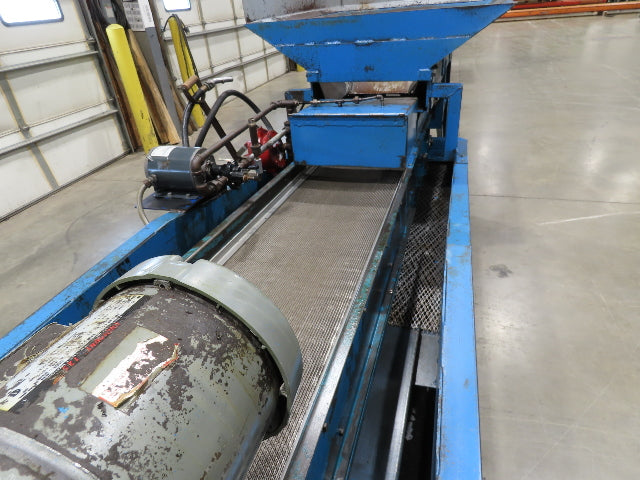 Spartec Steel Parts Conveyor Shaker Feed Bin w/Oiler Pump Mesh Belt & Oil Tank