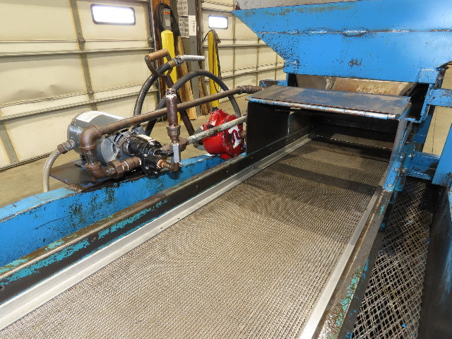 Spartec Steel Parts Conveyor Shaker Feed Bin w/Oiler Pump Mesh Belt & Oil Tank