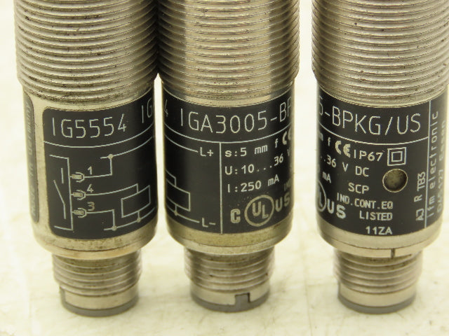 IFM IG5554 IGA3005-BPKG/US Inductive Proximity Sensor M18 X 1 Thread Lot of 4
