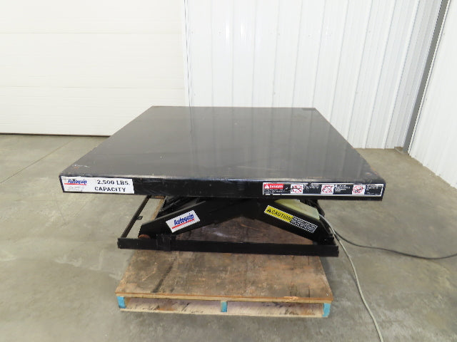 Autoquip 36S25 Hydraulic Scissor Lift Table 2500lb 36" Travel 48x48" Top 1Ph