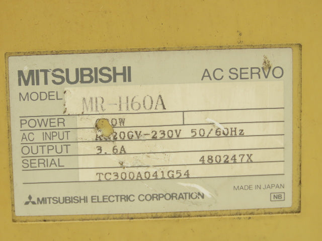 Mitsubishi MR-H60A Servo Amplifier Drive Control 200-230VAC 3PH 50/60Hz 600W