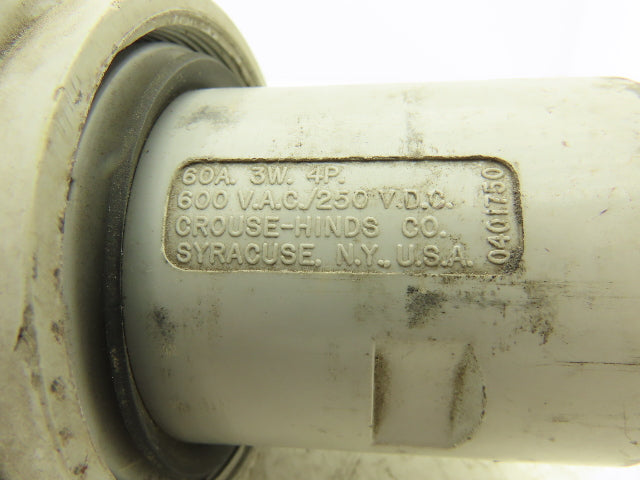 Crouse Hinds NPJ 6485 Arktite Electrical Plug Male 60A 600VAC 250VDC Haz Loc