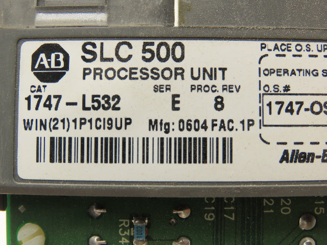 Allen Bradley 1747-L532 SLC 500 5/03 CPU Processor 16K Memory Ser E Rev 8