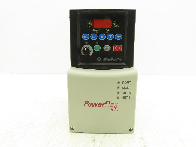Allen Bradley 22B-D4P0N104 PowerFlex 40 VFD 2Hp 460V 3Ph w/ Ethernet-IP Adapter