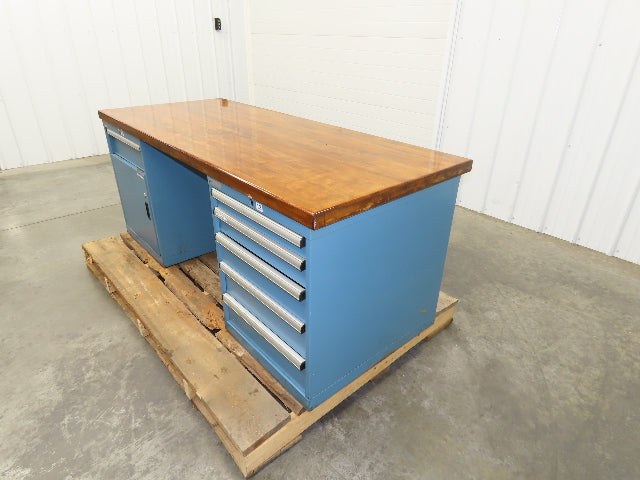 Lista Workbench Wood Top 72x30" 5 Drawer 22"W Tool Storage Cabinet 29-1/2"H