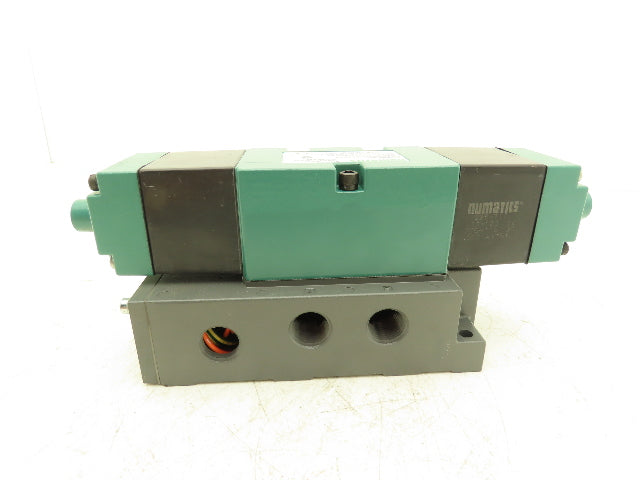 Numatics Pneumatic Air Solenoid Valve with Base 4/3 Closed Center 120V 1/2"NPT