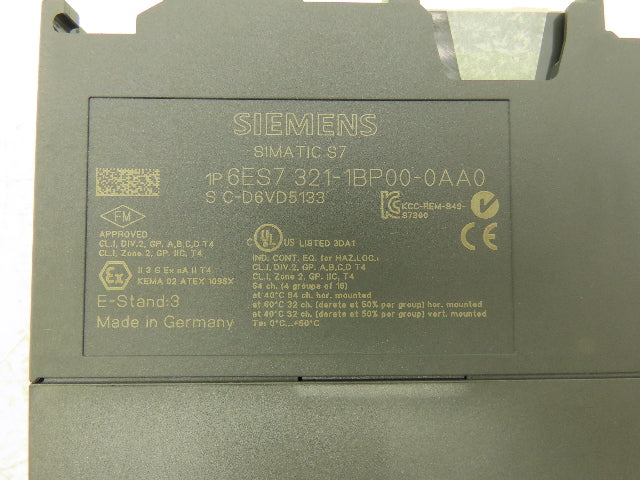 Siemens 6ES7 321-1BP00-0AA0 Digital Input Module 24VDC