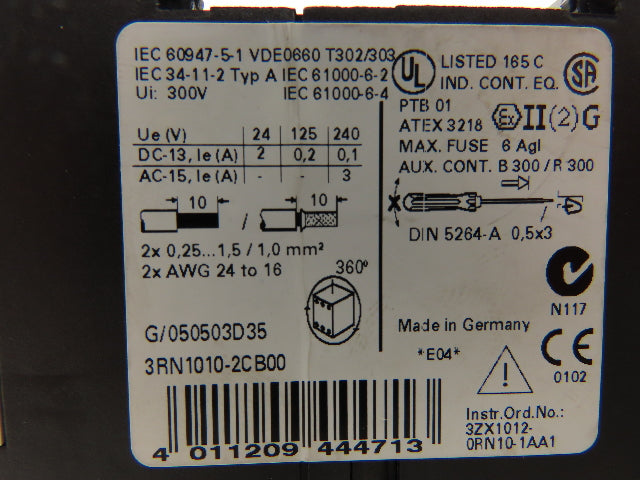 Siemens 3RN1010-2CB00 Thermistor Motor Protector 24V AC/DC 1NO 1NC Lot of 2