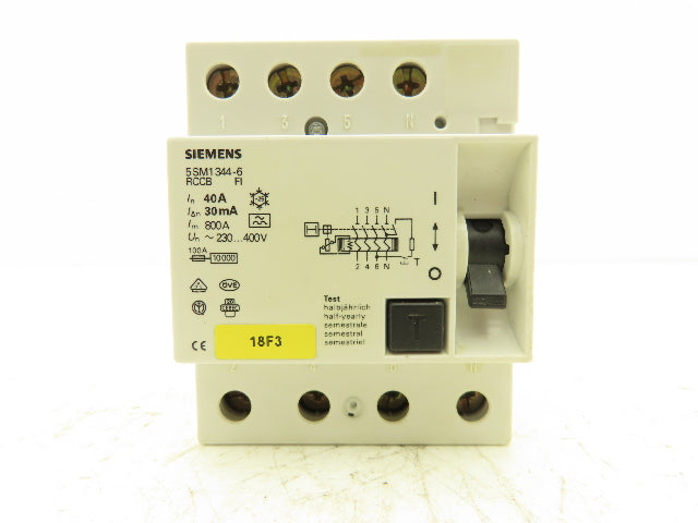 Siemens 5SM1344-6 Residual Current Circuit Breaker RCCB FI 40A 230-400V