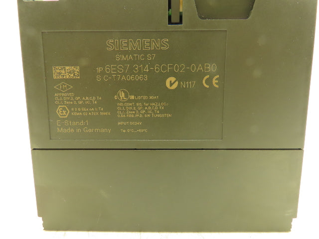 Siemens 6ES7 314-6CF02-0AB0 Simatic S7 PLC CPU Processor 314C-2DP 24V 64KB Card