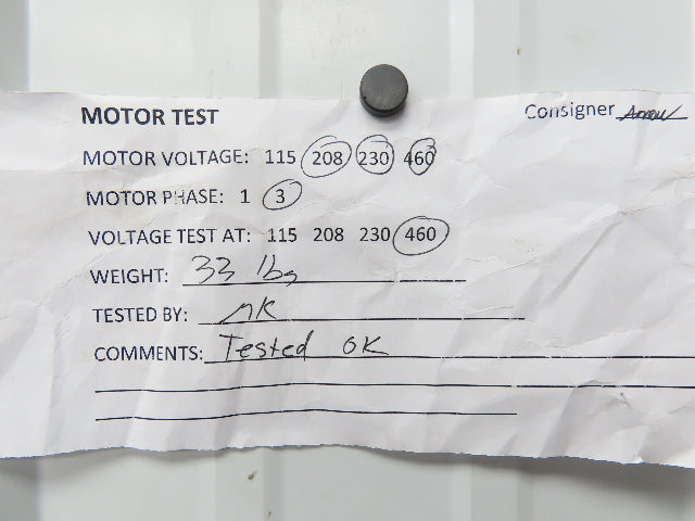 Leeson 110444M.00 AC Motor 1.5Hp 1725 RPM 230/460V 3PH F56H TEFC C6T17FB14C