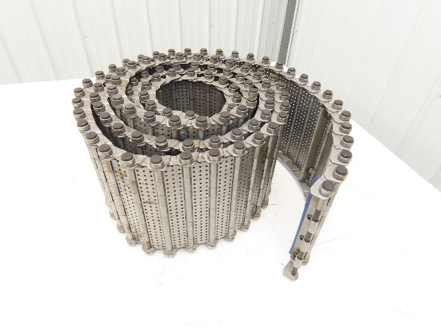 9" x 15' 7" Steel Cleated Chip Conveyor Hinge Belt 8" Bed Width Pin & Roller