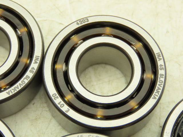 INA 4203 Deep Groove Ball Bearing 17mm-ID x 40mm-OD x 16mm-Width Lot of 5