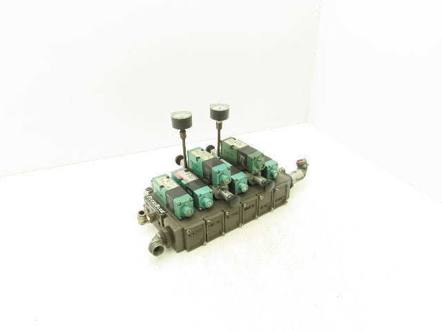 Numatics 6-Station FlexiBlok Manifold 120V Single Solenoid Valves