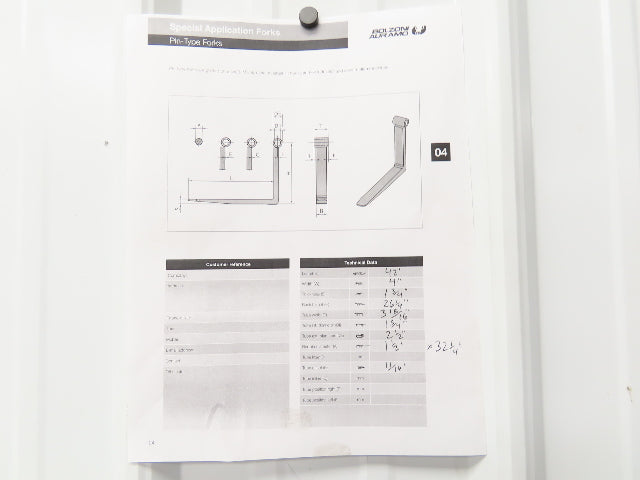 1-3/4" X 4" X 42" Pin-Type Shaft-Mounted Forklift Forks 4500lbs Class 3