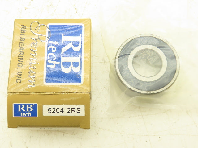 RB Tech 5204-2RS Premium Ball Bearing 20mm-ID x 47mm-OD x .812"-Width Lot Of 8